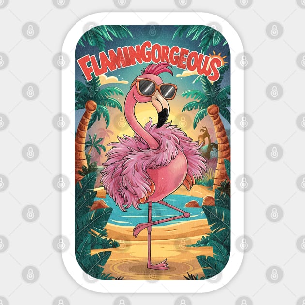 FLAMINGORGEOUS standing pink flamingo cartoon Sticker by Danielleroyer